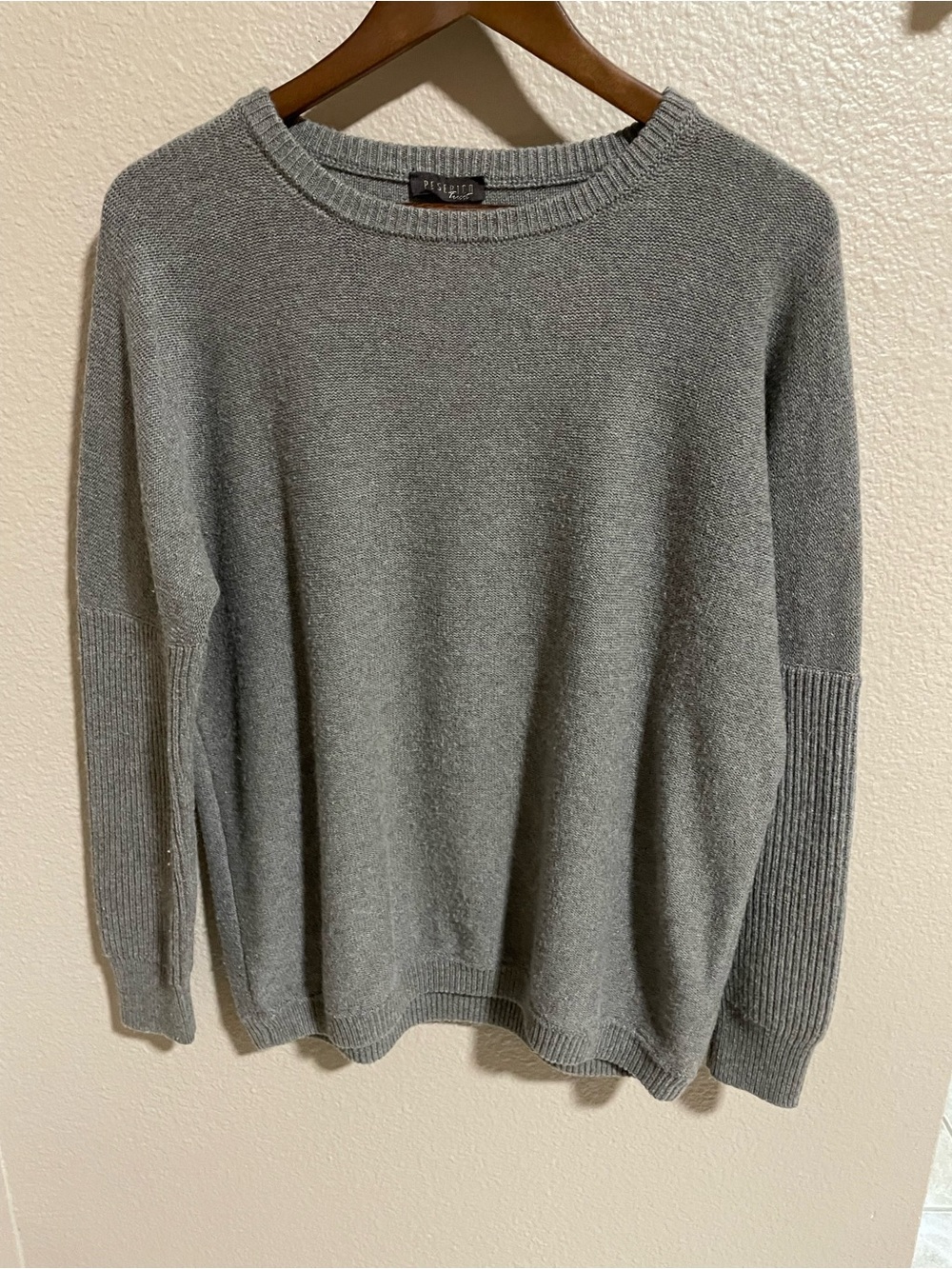 Peserico Tricot Men's Gray Crewneck wool/silk/cashmere blend Sweater
